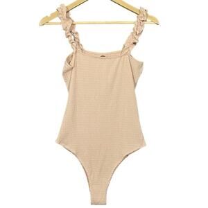 Karlie Bodysuit Ruffled Knit Tank Women’s Sz Large Blush New NWT Stretch